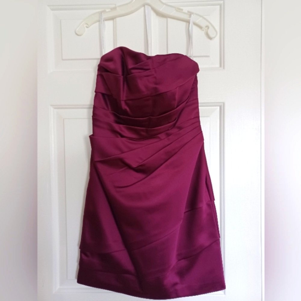 David's Bridal Strapless Sangria Bridesmaid Dress Size 4